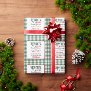 Papel De Presente Entrega expressa do Papai Noel Verde Natal Xadrez