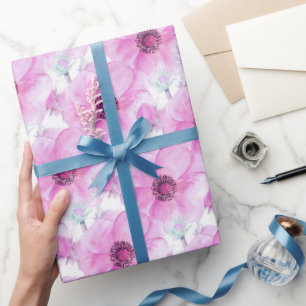 Papel De Presente Envoltório botânico da arte da aguarela da anêm
