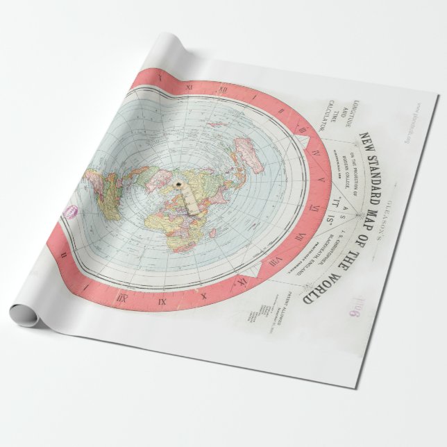 Papel De Presente Envoltório do MUNDO de Gleason "MAPA PADRÃO NOVO" (Desenrolado)