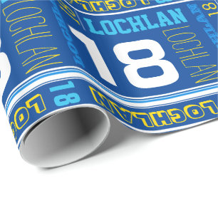 Papel De Presente Envoltório personalizado do esporte do aniversár