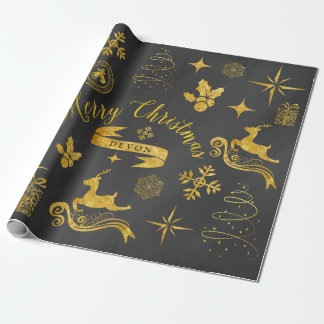 Papel De Presente Envoltório personalizado do Natal do quadro do