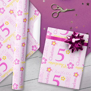 Papel De Presente Envoltório personalizado flor do aniversário da