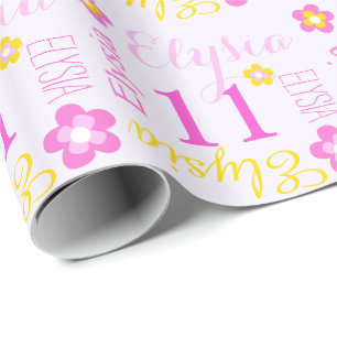 Papel De Presente Envoltório personalizado flor do aniversário da