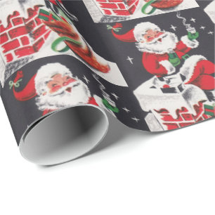 Papel De Presente Envoltório retro do partido do papai noel do nata
