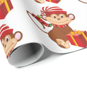Papel De Presente Envoltório telhado macaco do partido do feriado d