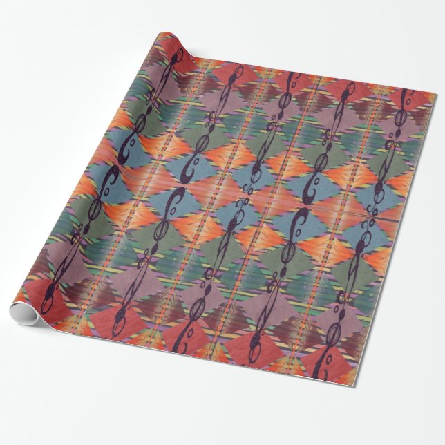 Papel De Presente Envolvimento abstrato das cores tribais (Desenrolado)