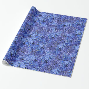 Papel De Presente Envolvimento azul do Hydrangea papel-lustroso