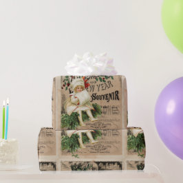 Papel De Presente Ephemera Natal Ano Novo Poster de Souvenir