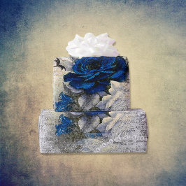 Papel De Presente Ephemera Rosa Azul Escuro Vitoriano