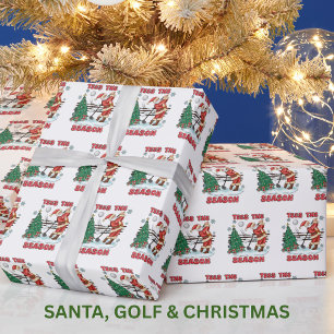 Papel De Presente Época de Tacadas para o Natal Papai Noel Golfe Por