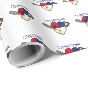 Papel De Presente Equipamento de beisebol vermelho e azul de Coopers