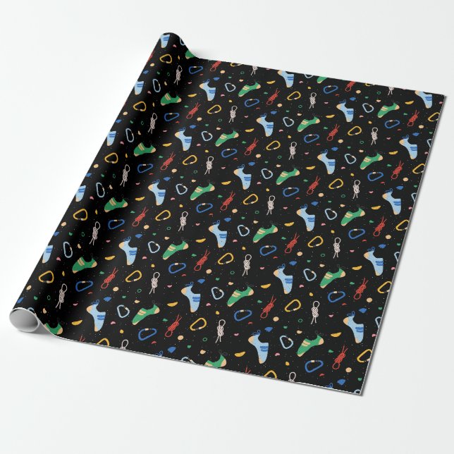 Papel De Presente Equipamento de escalada - Escuro (Desenrolado)
