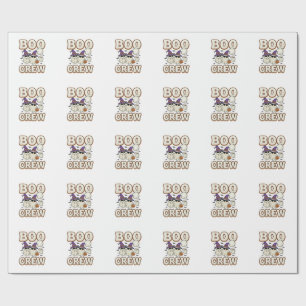 Papel De Presente Equipe Boo Fantasma Halloween Design Vetorial Vint