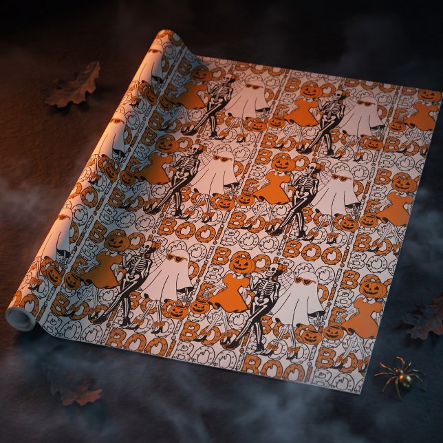 Papel De Presente Equipe Cute Boo Amigos de Halloween (Criador carregado)