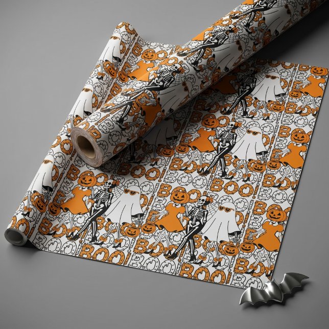Papel De Presente Equipe Cute Boo Amigos de Halloween (Criador carregado)