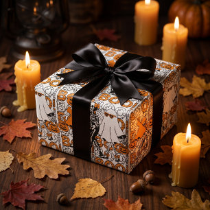 Papel De Presente Equipe Cute Boo Amigos de Halloween