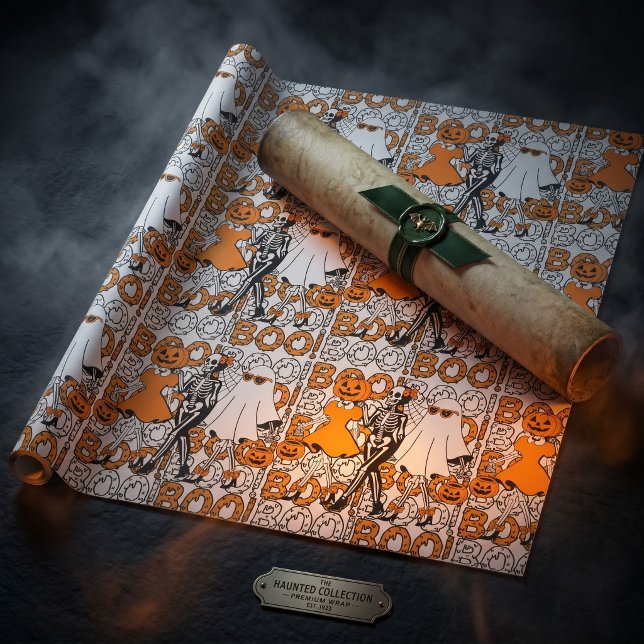 Papel De Presente Equipe Cute Boo Amigos de Halloween (Criador carregado)