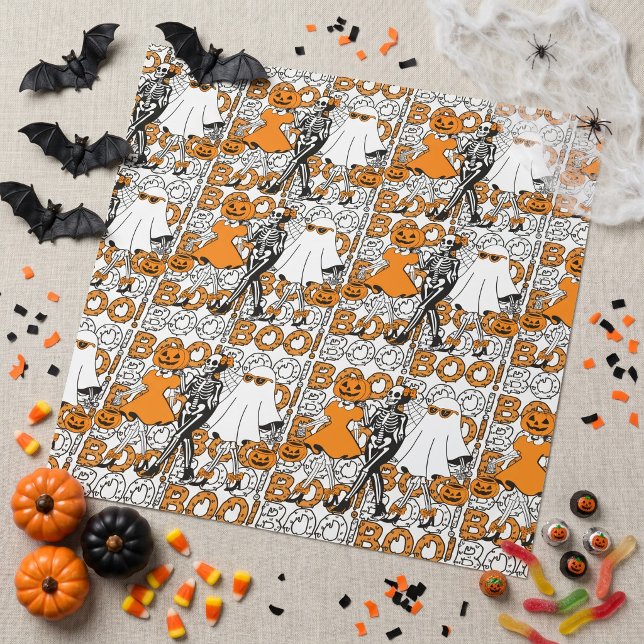 Papel De Presente Equipe Cute Boo Amigos de Halloween (Criador carregado)