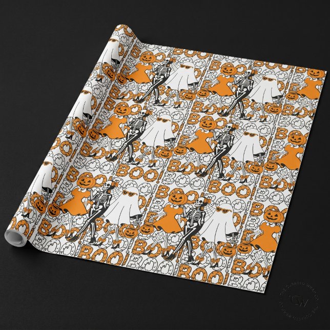 Papel De Presente Equipe Cute Boo Amigos de Halloween (Criador carregado)