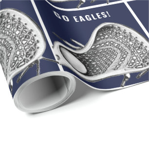 Papel De Presente Equipe de Lacrosse Azul Marinho