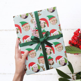 Papel De Presente Equipe de Natal Personalizada Seis Foto Presente D