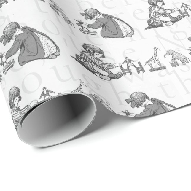 Papel De Presente "Era a noite antes do Natal, as crianças (Ponta do rolo)