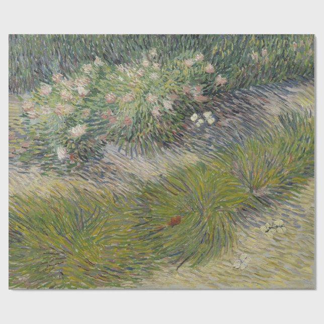 Papel De Presente Erva e borboletas Vincent Van Gogh (Aberto)