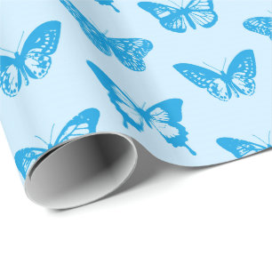 Papel De Presente Esboço, cerulean e azul-céu da borboleta