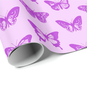 Papel De Presente Esboço da borboleta, rosa da orquídea e violeta