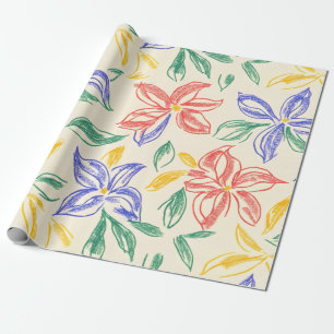 Papel De Presente Esboço de Flor Silvestre Vintage (8)