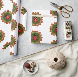 Papel De Presente Escada vermelha em pétalas vermelhas e verdes em b