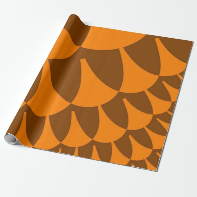 Papel De Presente Escalas castanho e laranja (Desenrolado)