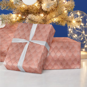 Papel De Presente Escamas de Dragão Brilhantes em Rosa Dourado