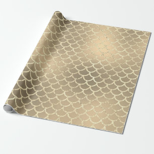 Papel De Presente Escamas de Sereia Hipnotizantes Fumê Dourado Champ