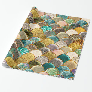 Papel De Presente Escamas de Sereia Multicolor Glitter Glam Fashion