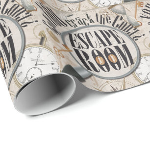 Papel De Presente Escape Room Game Scavenger Hunt Quebra-cabeça Aniv