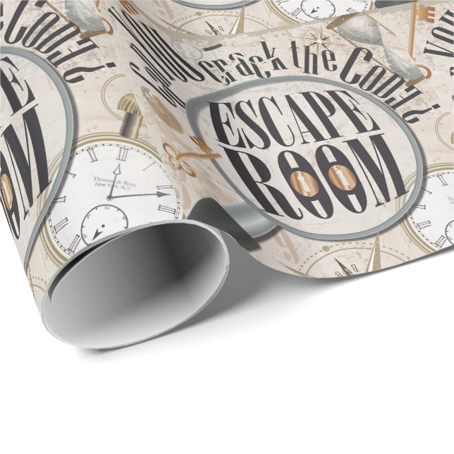 Papel De Presente Escape Room Game Scavenger Hunt Quebra-cabeça Aniv (Ponta do rolo)