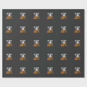 Papel De Presente Escavadeira Fantasma Boo Dozer Halloween_1