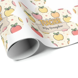 Papel De Presente Escola do Professor Amarelo Padrão de Maçã