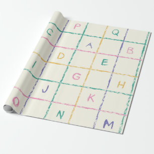 Papel De Presente Escola Giz xadrez quadrado grelha com alfabeto 