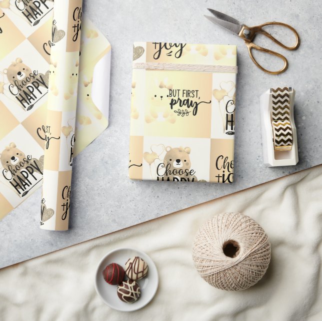 Papel De Presente Escolha Feliz; Escolha a Alegria; Mas Reze (Artesanato)