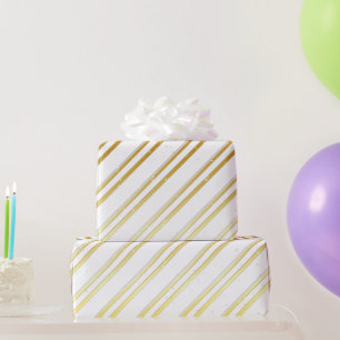 Papel De Presente Escolha Sua Própria Cor com Listras Douradas