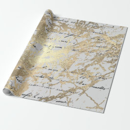 Papel De Presente Escrita Dourada de Foxier Silver Escuro Metálico B