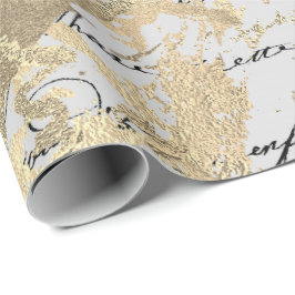 Papel De Presente Escrita Dourada de Foxier Silver Escuro Metálico B