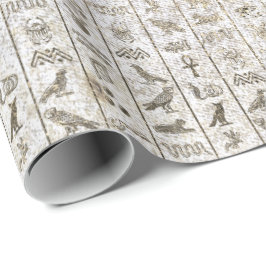 Papel De Presente Escrito Egípcio Prédio Dourado Foxier White Royal