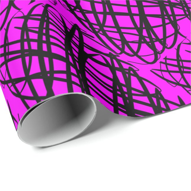 Papel De Presente Escrivora Simples | Preto | Ângulo | Magenta | (Ponta do rolo)