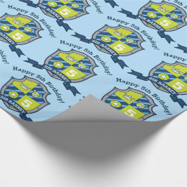 Papel De Presente escudo de cavaleiros meninos 5 aniversário urso az