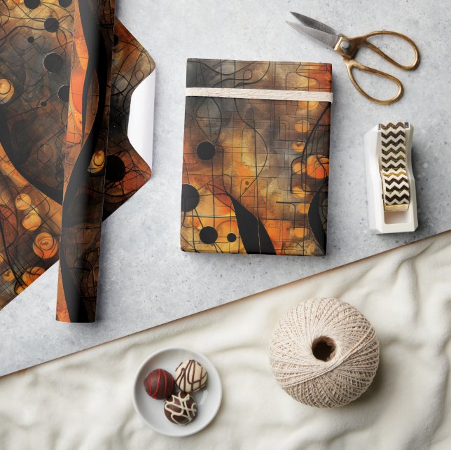 Papel De Presente Escuro Gótico Sensação de Amarelo Negro (Artesanato)