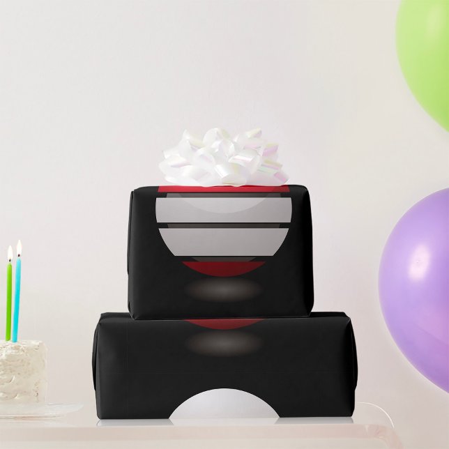 Papel De Presente Esfera Geométrica Abstrata Vermelha Branca Preta (Criador carregado)