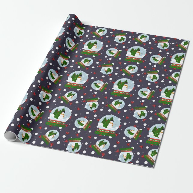 Papel De Presente Esferas de Neve do Boneco de Neve (Desenrolado)